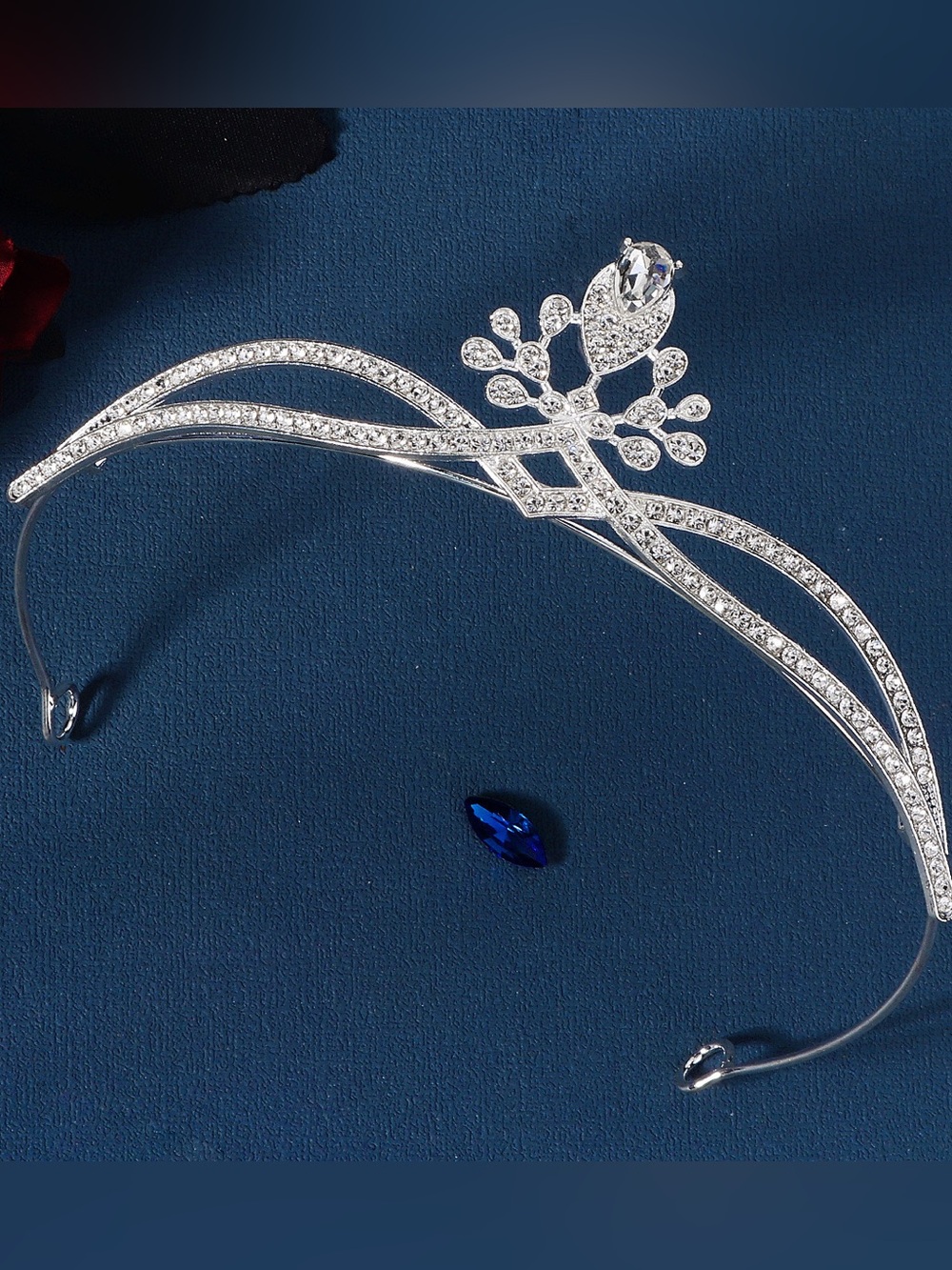 Silver Crystal Bridal Tiara Headband - Clear Rhinestone Accent